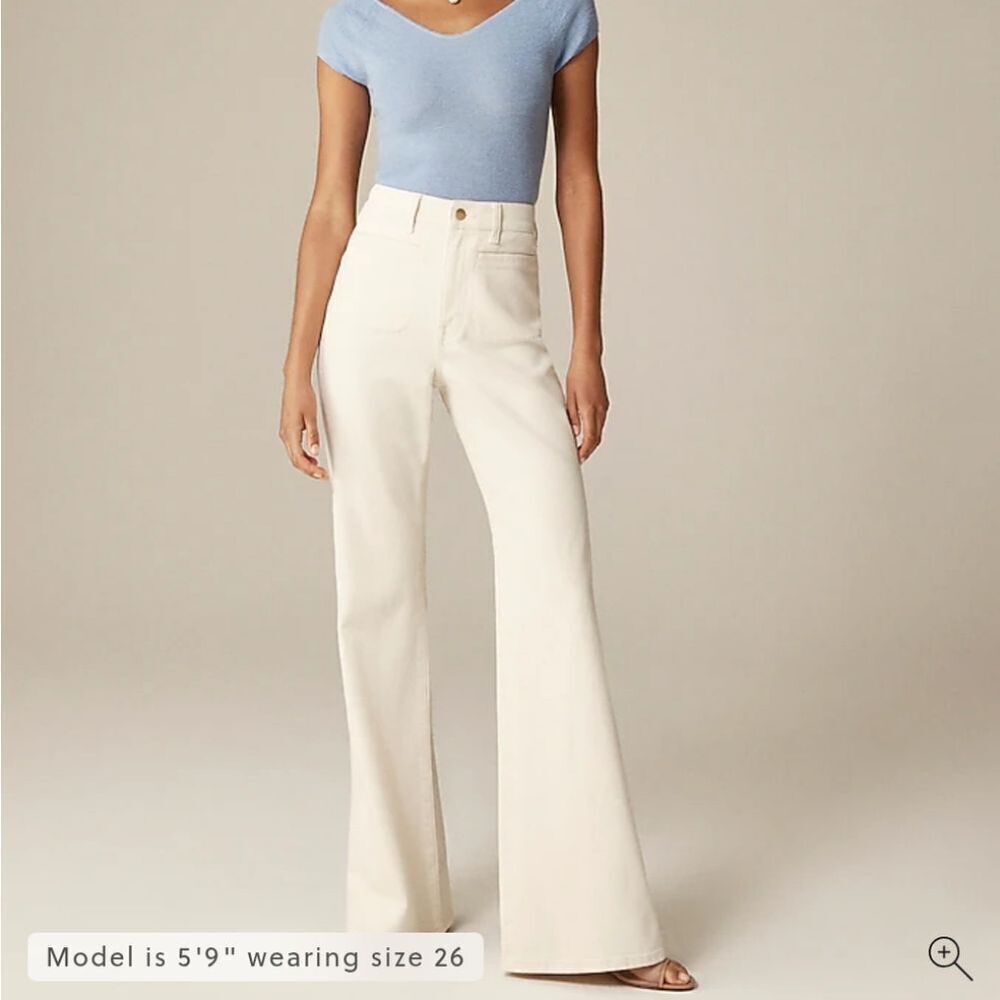 NWT J. Crew Vintage 1996 Flare Jeans Ecru Cream White Size 33